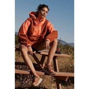 NWT Free People Movement Lead The Pack Jacket Neon Coral Combo Pullover Fleece